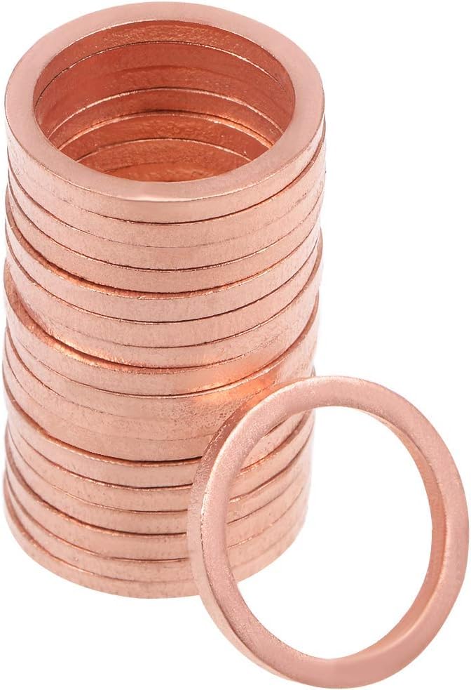 20 Pcs 16mm x 20mm x 2mm Copper Flat Washer for Screw Bolt