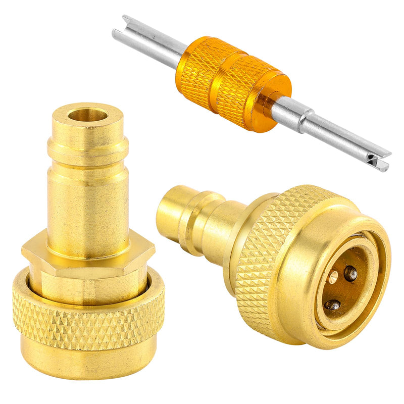 R1234YF to R134A Adapter, A/C R134a to R1234yf Conversion Adapter Kit, R1234yf Quick Couplers Kit High/Low Side Quick Coupler R1234YF AC Charging Hose Adapter Fitting Type 1