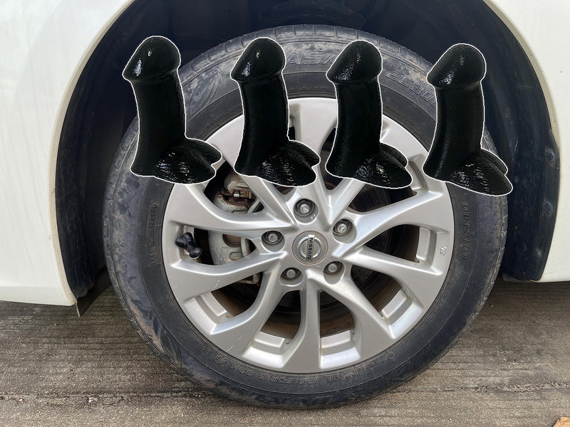 4 PCS Prank Tire Valve Stem Caps Funny Airtight Dust Proof Covers Anti-Rust Valve Stem Cover, Car Wheel Tire Exterior Accessories for Cars, SUV, Bike, Trucks, Motorcycles (Black) Black