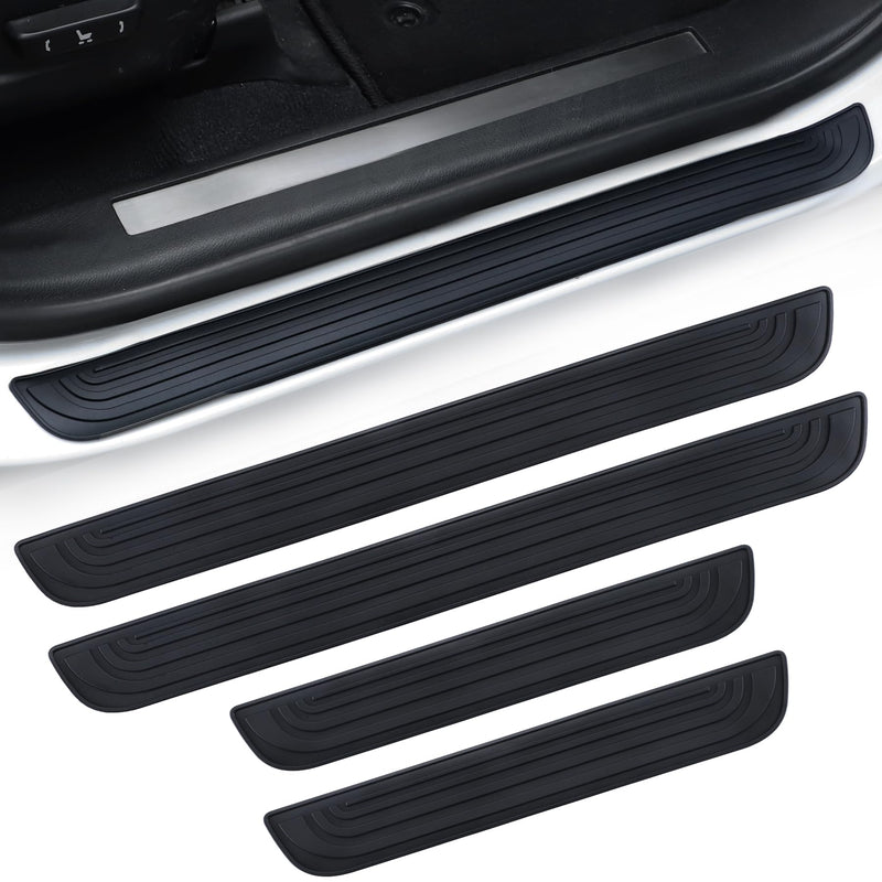 SINGARO Car Door Threshold Protection, 4PCS Door Edge Step Dust Shield Cover, Door Width 23.6x2.36inch Car/SUV Universal Rubber Scratch Resistant Exterior Accessories (Black) Black