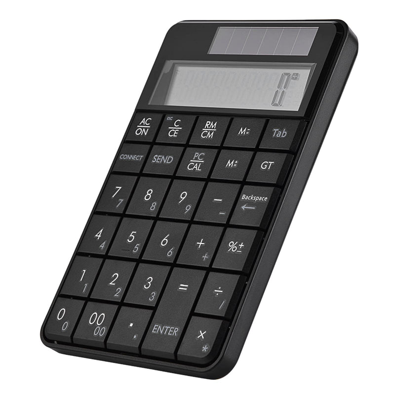 MC-56AG 2 in 1 Numeric Keypad & Calculator, 29 Keys Mini 2.4G USB Calculator with LCD Display, Switch by Pressing PCCal, Ideal for Office, Black