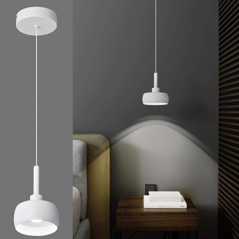 Pure White Pendant Light Fixtures Kitchen Island Mini Dome Hanging Light Fixtures LED COB Source Modern Hanging Lamp for Bedroom Living Room Dining Bar(1 Pack) 1-Pack