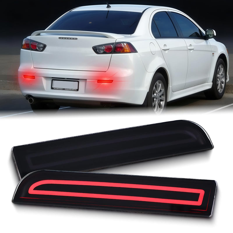 Rear Reflector Bumper Fog Light Assembly kit for Mitsubishi Lancer 2008-2017/Evolution X 2008-2017/Outlander 2011-2012,Turn Signal Light&Brake Light&DRL (SMOKED STYLE) SMOKED STYLE