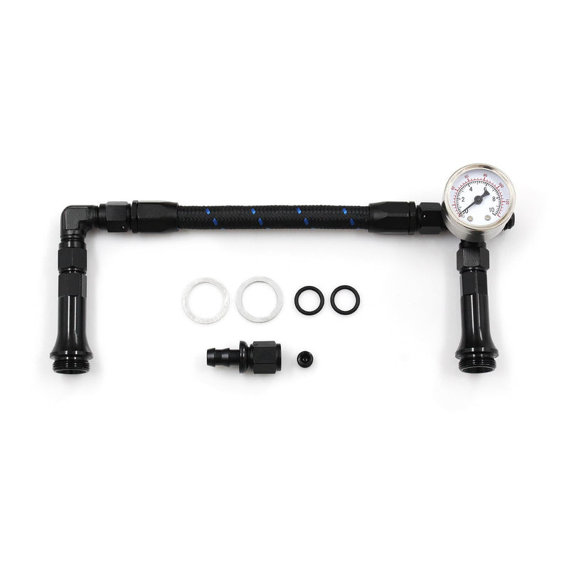 Braided AN6 Dual Feed Carb Fuel Line Double Pump for Holley 4150 Carburetor with vacuum pressure gauge