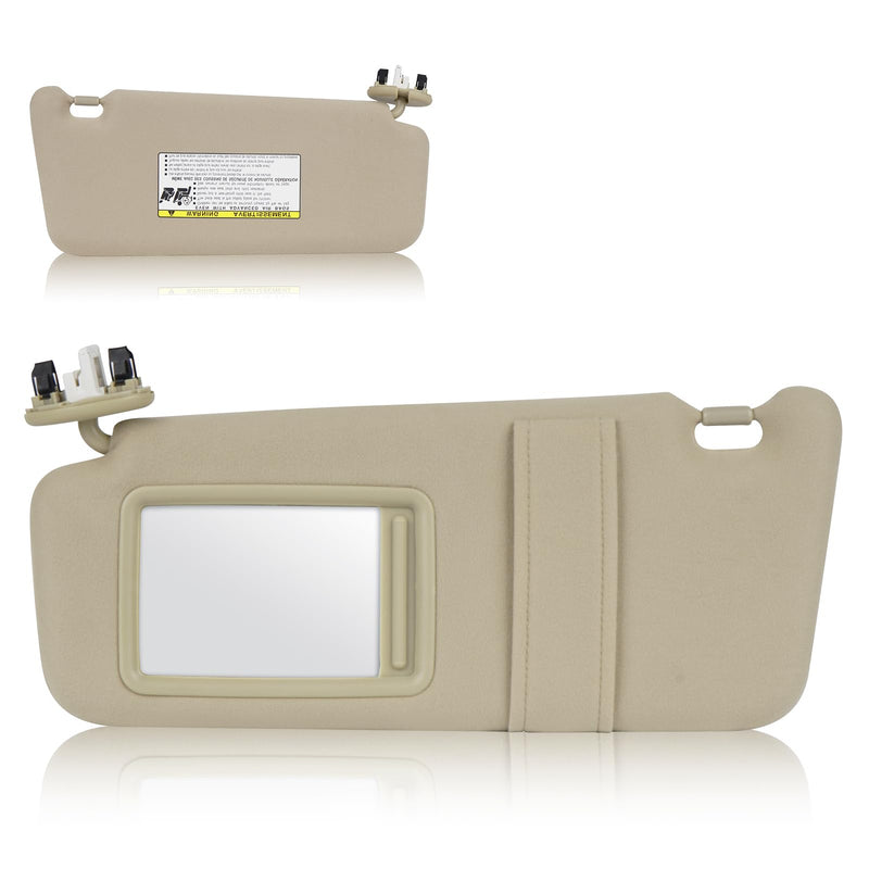 Sun Visor with Light for Toyota Camry 2007-2011 with Sunroof, Left Driver Side Beige Sunvisor Replace 74320-06800-B0 (Beige) Left - For Camry w Sunroof