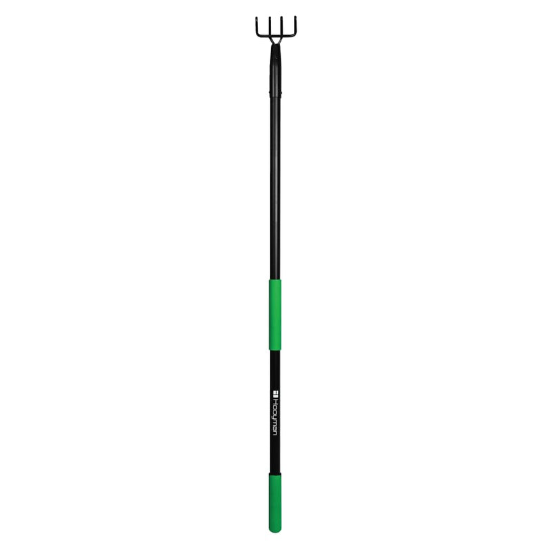Hooyman 4-Tine Cultivator with Heavy Duty Carbon Steel Construction, No-Slip H-Grip Handles for Gardening, Land Management, Yardwork, Farming, and Outdoors