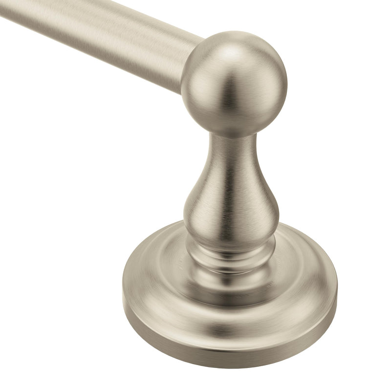 Moen Madison Collection Brushed Nickel 24-Inch Bathroom Single Towel Bar, Wall Mounted Hand or Body Towel Rack, BP6924BN