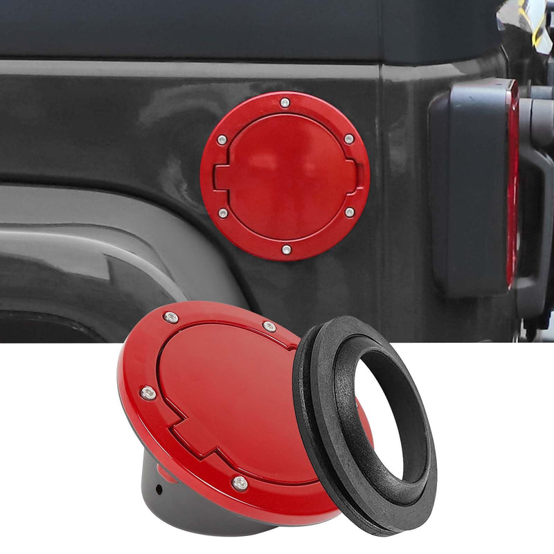 JWWY for JK Fuel Tank Cap Gas Cap Fuel Filler Petrol Tank Cover Protection Fit for Jeep Wrangler JK 2007-2017 Exterior Accessories Aluminum Alloy Red