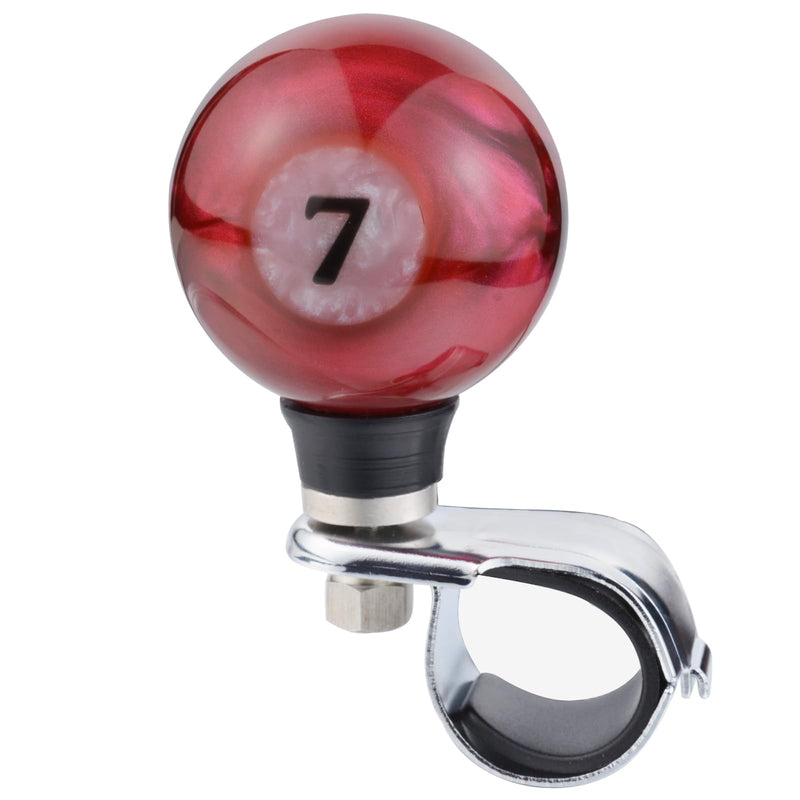 Arenbel 7 Billiard Steering Wheel Booster Knob Car Turning Spinner Assist Grip Handle Fit Most Vehicles Trucks Boats, Red