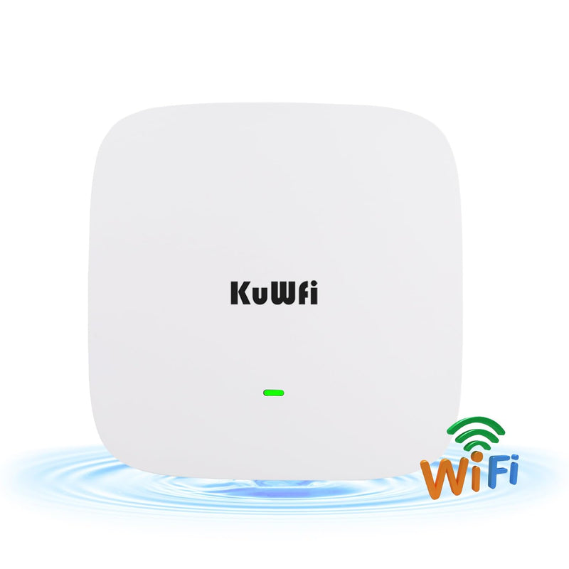 KuWFi WiFi 6 Extender 2.4G&5.8G Long-Range Repeater AX1800 WiFi 6 Indoor Ceiling-Mounted AP Router 48V PoE Powered 1800Mbps High Speed for House, Office, Apartment
