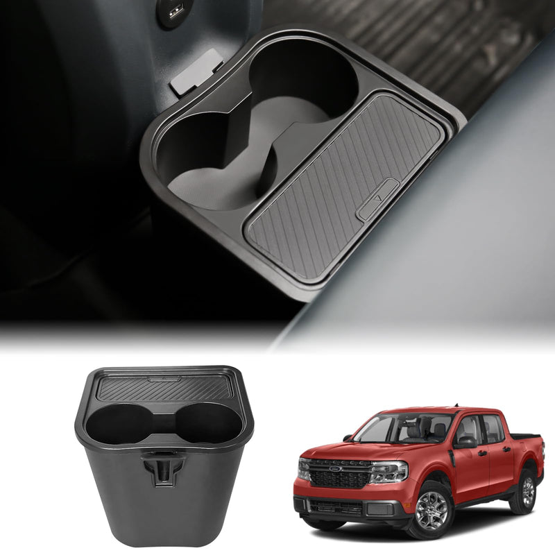 Mabett Trash Can for Ford Maverick 2025 2024 2023 2022, Multi-Function Maverick Accessories, Trash Bin with Cup Holder, Extra Rear Storage Box
