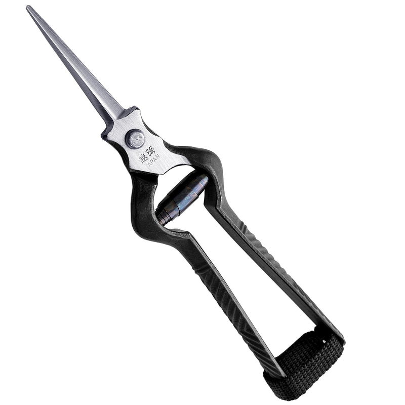 Professional Bonsai Trimming Scissors 7" [Extra Pointed Tips] Made in JAPAN, Plant Trimming Shears, Hand Forged Japanese Carbon Steel Blade, Spring Loaded Handle, Black 7" Trimming (Pointed Tips)