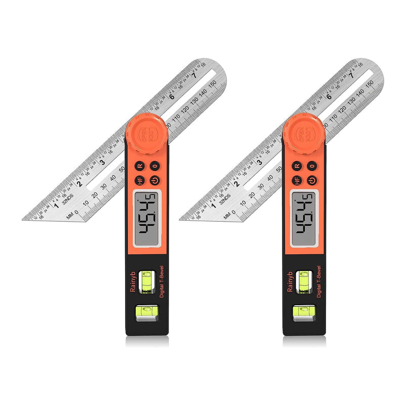 Digital Angle Finder Protractor 0-360 Degree T-Bevel Gauge & Protractor with Horizontal Vertical Bubble & Full LCD Display for Woodworking, Metalworking, Construction（7-Inch X 2Pcs） 2 X T-Bevel Protractor