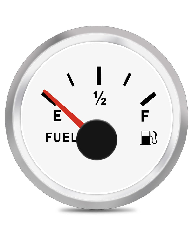 Boat Fuel Level Gauge 73-10 ohms (Empty-Full) for Marine Car RV Yacht Motorcycle Automotive, 52mm 9-32VDC White 73-10 ohm 52mm White