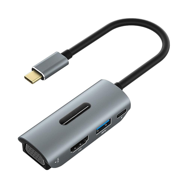 Replacement 4 in 1 USBC to HDMI VGA USB3.0 PD Docking Station 1 in 4 Out Compatible Computer Host Phone Laptop Mac TYPEC External HDMI Monitor TV Projector Cable Splitter Hub 4K30HZ