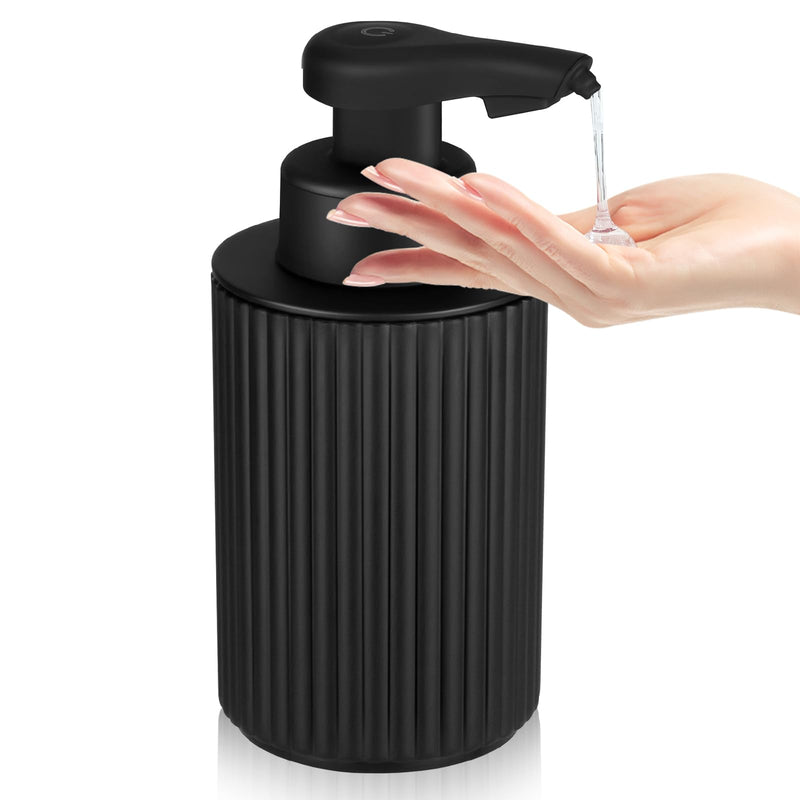 Automatic Soap Dispenser Liquid Touchless: 9oz Black Plastic - Rechargeable Electric Smart Auto Hand Soap Dispenser - Dish Bathroom Kitchen