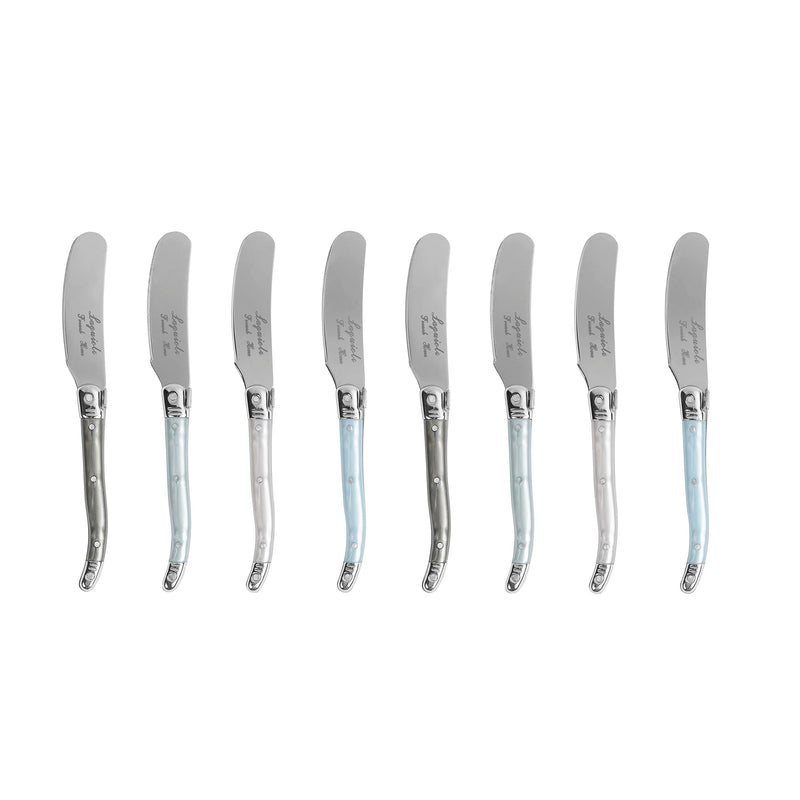 French Home Laguiole Spreader Set – 8 Piece Cheese & Butter Spreader Set with Mother of Pearl Handles – Elegant & Practical Charcuterie Tools (6.25")