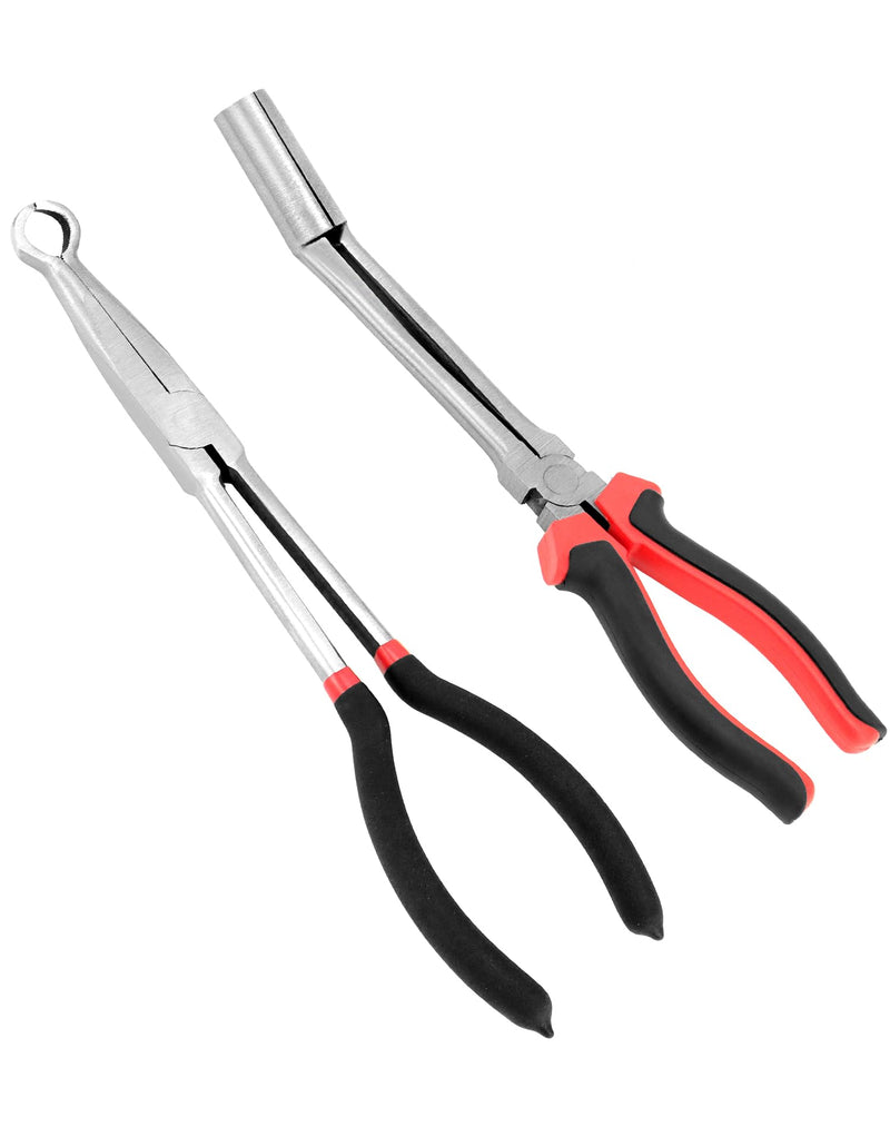 QWORK Car Spark Plug Wire Removal Pliers Tool, Sleeve Type Spark Plug Puller + Round Spark Plug Pliers, QS30577