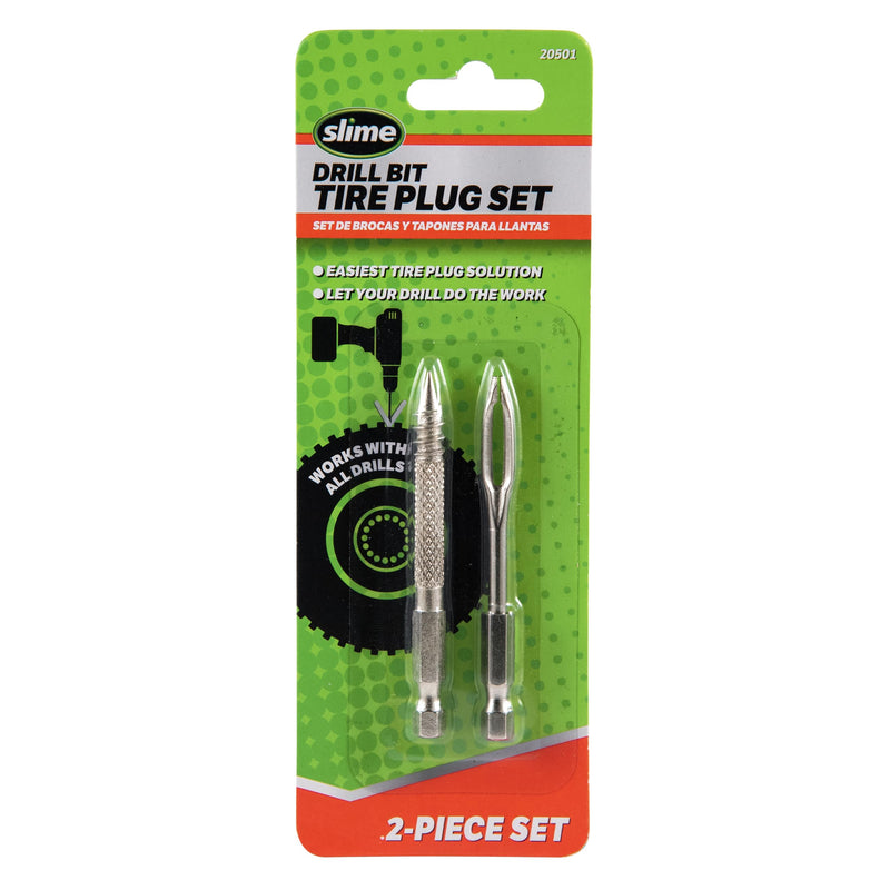 Slime 20501 Tire Plug Drill Bit Kit, All Drills Compatable, Easiest Tire Plug Option, (2-Piece Set) Drill Bit Kit 2 piece