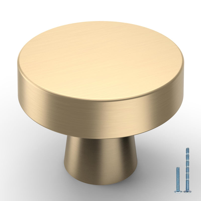 10 Pack Kitchen Cabinet Knob Brushed Gold Round Dresser Knobs Drawer Knobs Kitchen Cabinet Hardware Knobs for Dresser Drawers 10