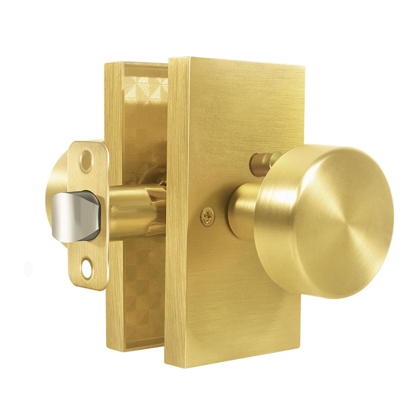 Brushed Gold Door Knobs Interior，Privacy Door Knob with Lock, Modern Door Handles, Satin Brass Door Knobs for Bedroom Bathroom Privacy