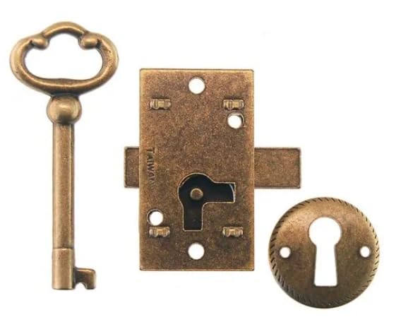 Van Dyke's Restorers Classic Antique Brass Non Mortise Furniture Lock (One Set)