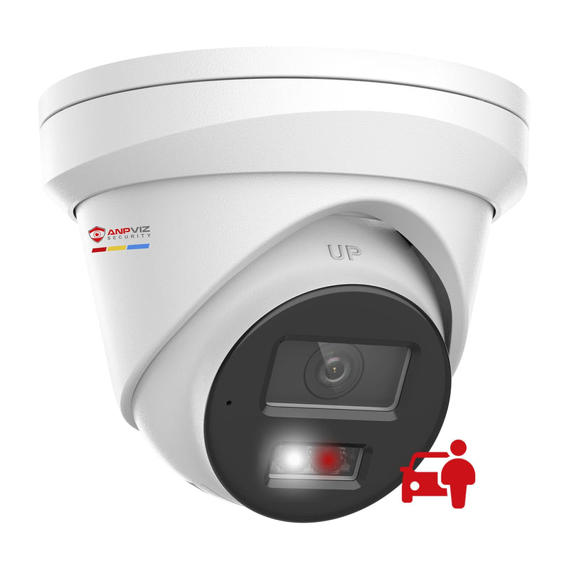 Anpviz 4K PoE IP Camera Outdoor, 8MP Smart Dual Light Turret Camera, Human/Vehicle Detection, 2.8mm Lens Wide Angle, Full Metal Housing, Built-in Mic, 120dB WDR, IP67 Waterproof, No Adapter(H Series)
