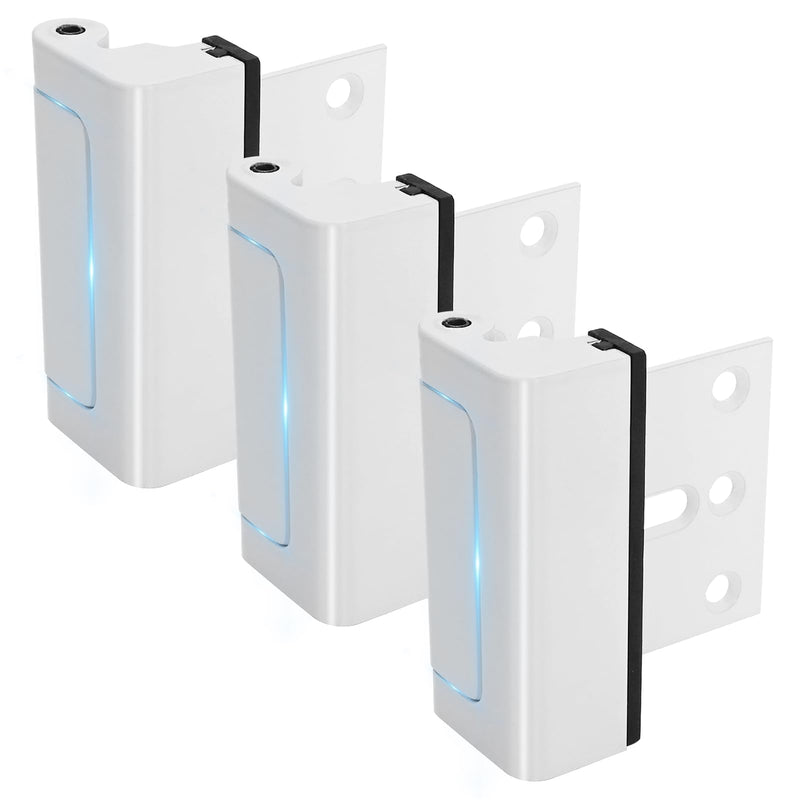 Saihisday 3PCS Home Security Door Reinforcement Lock, Add Home Security to Prevent Unauthorized Entry, Aluminum Privacy Door Lock with 7 Screws for Inward Swinging Door (White) White