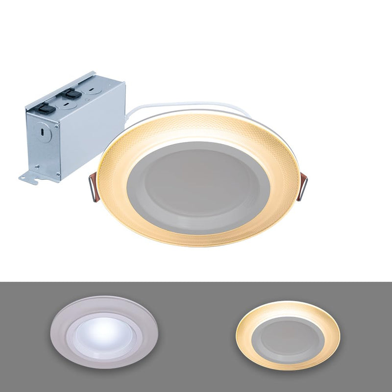 HALO RL 6 in Recessed LED Canless Dual Mode Night Light and Downlight, 1000 Lumens, Selectable CCT 2700K-5000K, Dim to Warm Technology, Matte White - RLNL6109FSD2W1EWHDM 5 CCT with Dim to Warm 6 Inch