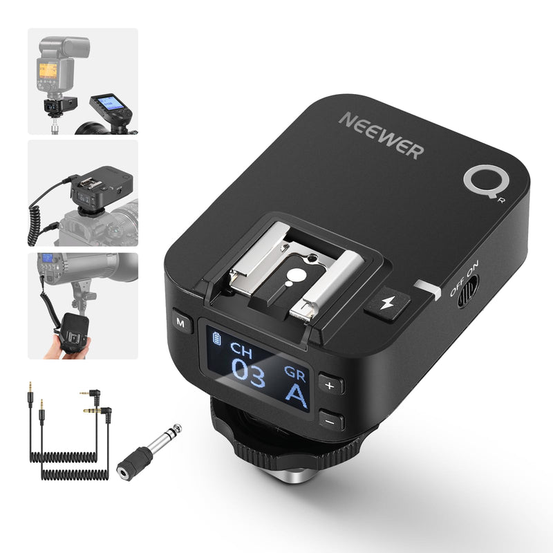 NEEWER QR 2.4G Wireless Flash Receiver for NEEWER QPRO-C, QPRO-N, QPRO-S Triggers, Single Contact with 2.5mm Sync Port, Hot Shoes, 1/4" Thread, Compatible with Godox Yongnuo NEEWER Vision4 S101 NW700