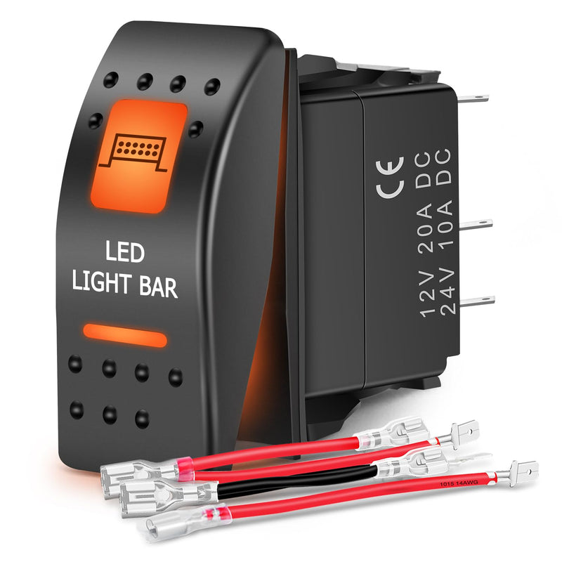 Nilight UTV LED Light Bar Rocker Switch On Off 5 PIN SPST Lights Switches w/Orange Backlit 12V 24V Toggle Compatible for Polaris RZR Can-Am ATVs UTVs Cars Trucks RVs