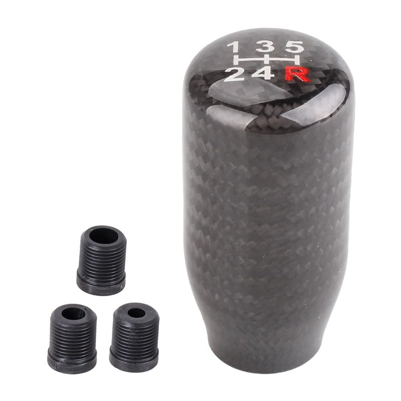 muge racing Carbon Fiber Shift Knob for Automatic and Manual Vehicles, Carbon Fiber Gear Shift Knob, 5 Speed Black