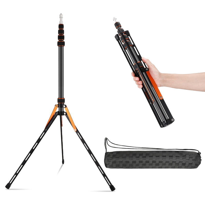 Soonpho Portable Light Stand Adjustable 7ft Carbon Fiber Lighting Tripod Stand with 180° Reversible Leg Tripod Light Photography Maximum Height of 86.5”/220cm for Flash Softboxes Camera SL-255C