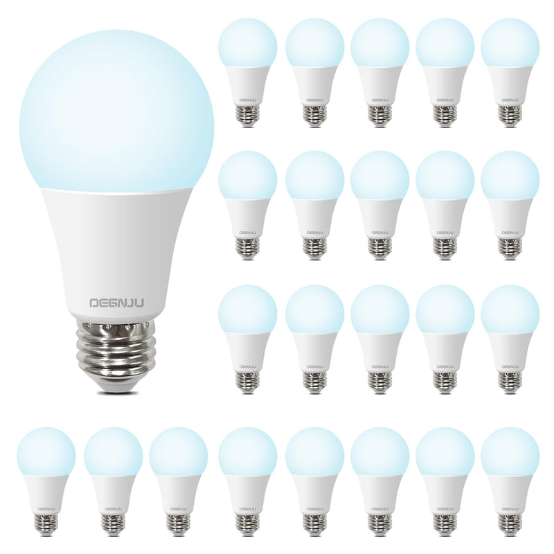 DEGNJU Light Bulbs, 100 Watt Equivalent LED Bulbs A19, 5000K Daylight Light Bulbs, E26 Standard Base, 1500 Lumens, Non-Dimmable, 13W Bright White LED Bulb for Bedroom Home Office, 24 Pack 100w-daylight
