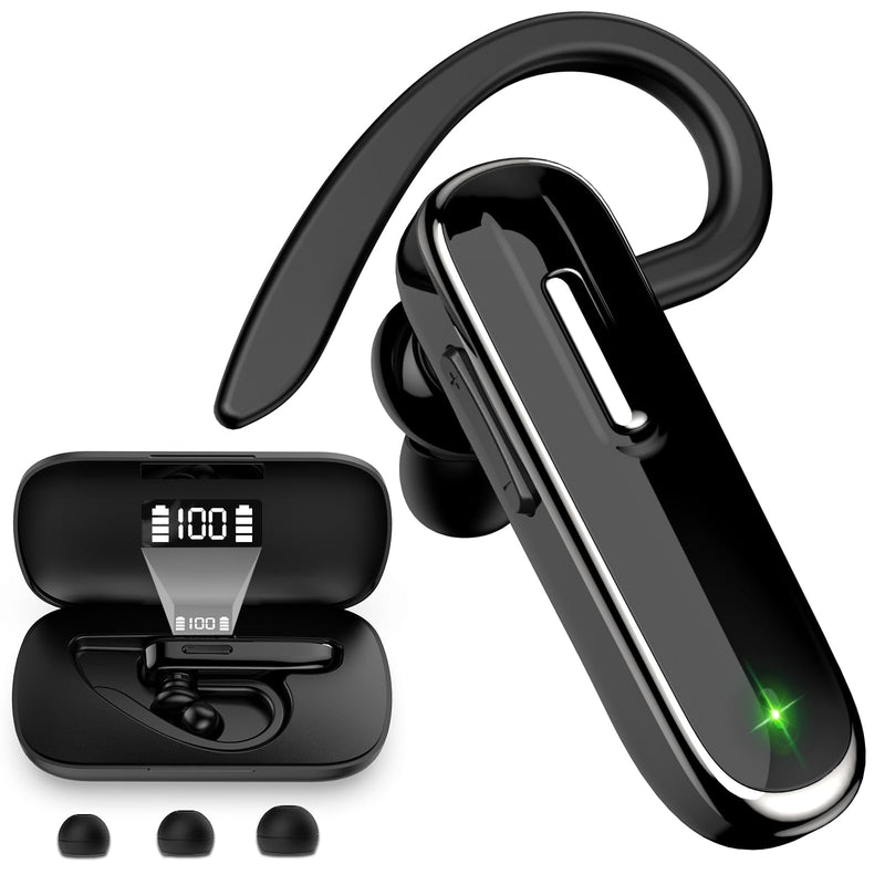 Bluetooth Earpiece V5.1, Wireless Hands-Free Headset with Charging Case, Built-in Microphone for iPhone Android Business Calls Bluetooth headset with charging case Brown
