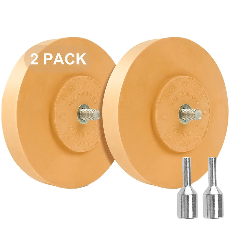 2 Pack Eraser Wheel Decal Remover Eraser Wheel Adhesive Remover with Adapter 4 Inch Rubber Eraser Wheel for Drill Removes Car Decal Vinyl Tape Graphics Pinstripe Sticker Remover 2 PCS 4" Solid