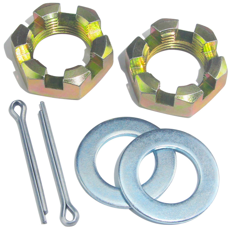 2Sets 1'' Trailer Axle Nut Kits 1'' Thread Spindle Castle Nuts Set with 1" I.D. Washers & 2.3'' Long Cotter Pins, Trailer Nut Kit for 1'' Shaft Spindle KIT#8 (2Set 1'' Trailer Axle Nut Kit)
