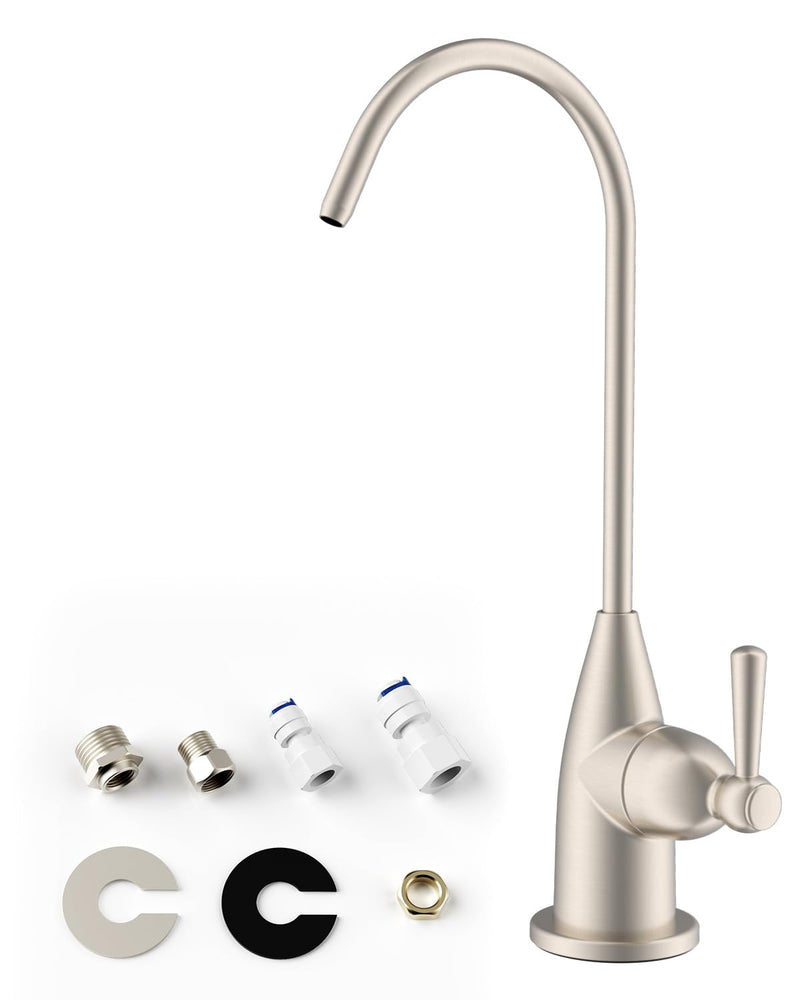 Hibbent Drinking Water Faucet for Bar and Kitchen Sink, Stainless Steel Reverse Osmosis RO Faucet for Under-Sink Filtration System, Brushed Nickel Finish