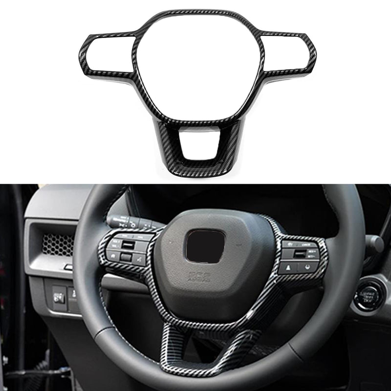Steering Wheel Cover Interior Trim, for 11th 2023 2024 2025 Honda Accord, for Honda Civic 2022-2025, CR-V 2023-2025, ABS Carbon Fiber