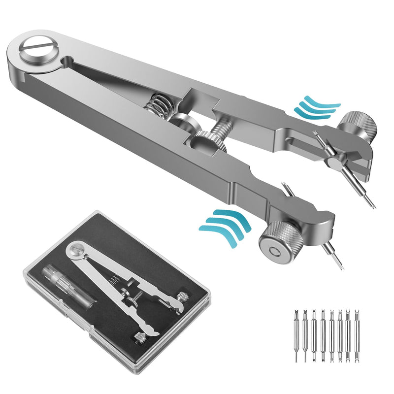 Freejoy Watch Spring Bar Plier Tool Kit, 6825 Spring Bar Tweezer Tool with Durable 8 Alloy Steel Pins for Watch Wrist Bands Strap Removal Repair Set Silver