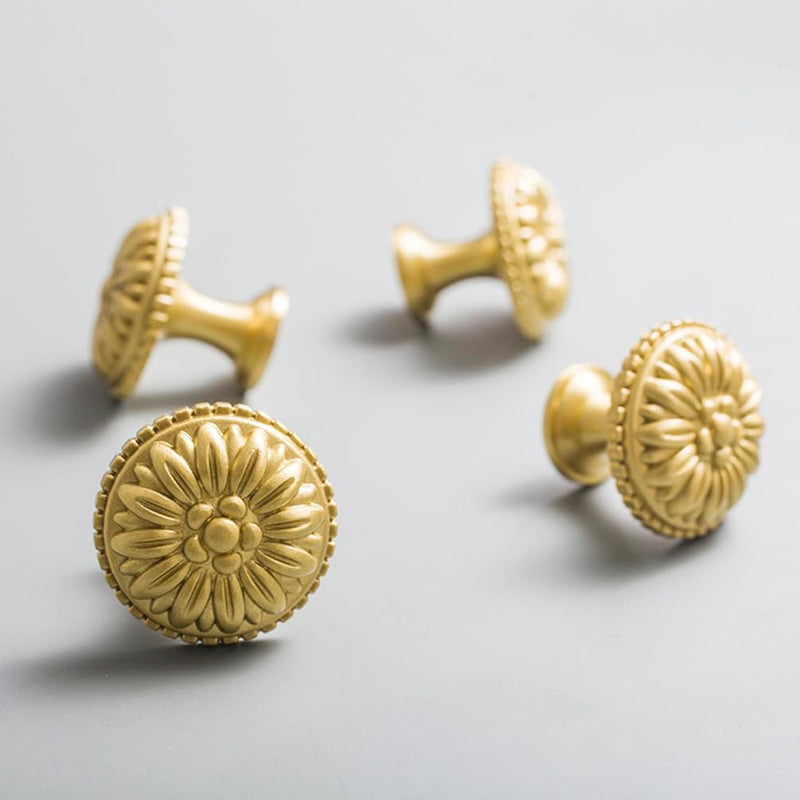 Brass Cabinet Round Knobs, 4 Pack Gold Euro Style Cabinet Knob Dresser Drawer Modern Dresser Drawer Knobs, Vintage Brass Cabinet Knobs 4pack