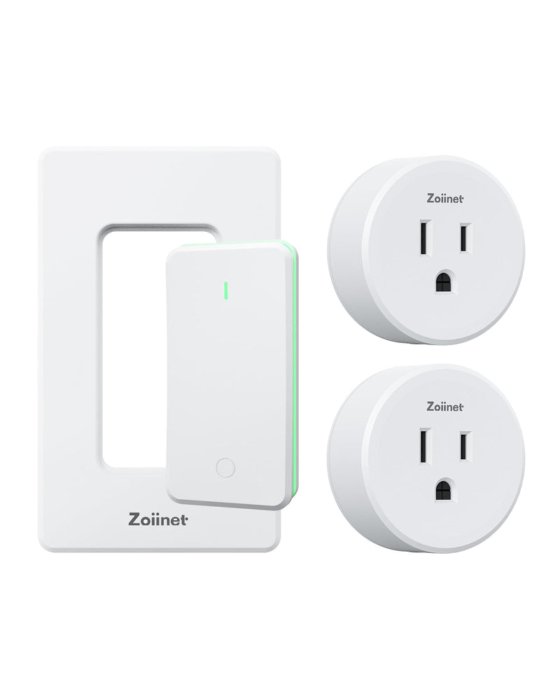 Zoiinet Remote Control Outlet Plug Switch, Buckle Design & Removable Wireless Light Switch, No Wiring Needed, 300 ft, 15A/1500W, Programmable, for Household Appliances(2 Pack) 1 Switch 2 Outlets