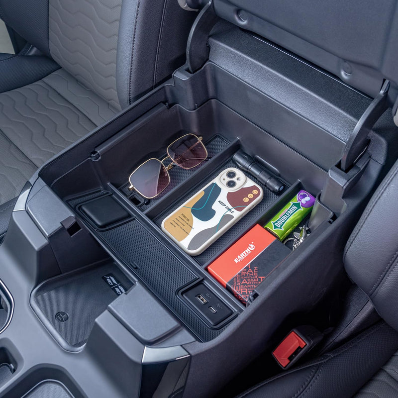PIMCAR Full Center Console Organizer for 23-25 Chevy Silverado/GMC Sierra 1500, 22-25 Silverado/Sierra 1500 Refreshed Models, 24-25 Silverado/Sierra 2500HD 3500HD (Full Console w/Bucket Seats ONLY) 22-25 1500 Refreshed & 24-25 2500HD/3500HD Black