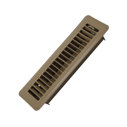Howeall 2" x 10" Floor Register - Heavy Duty Steel Walkable Floor Vents - Easy Adjust Air Supply Lever - Vent Covers for Home (Brown) 2x10 Inches Brown