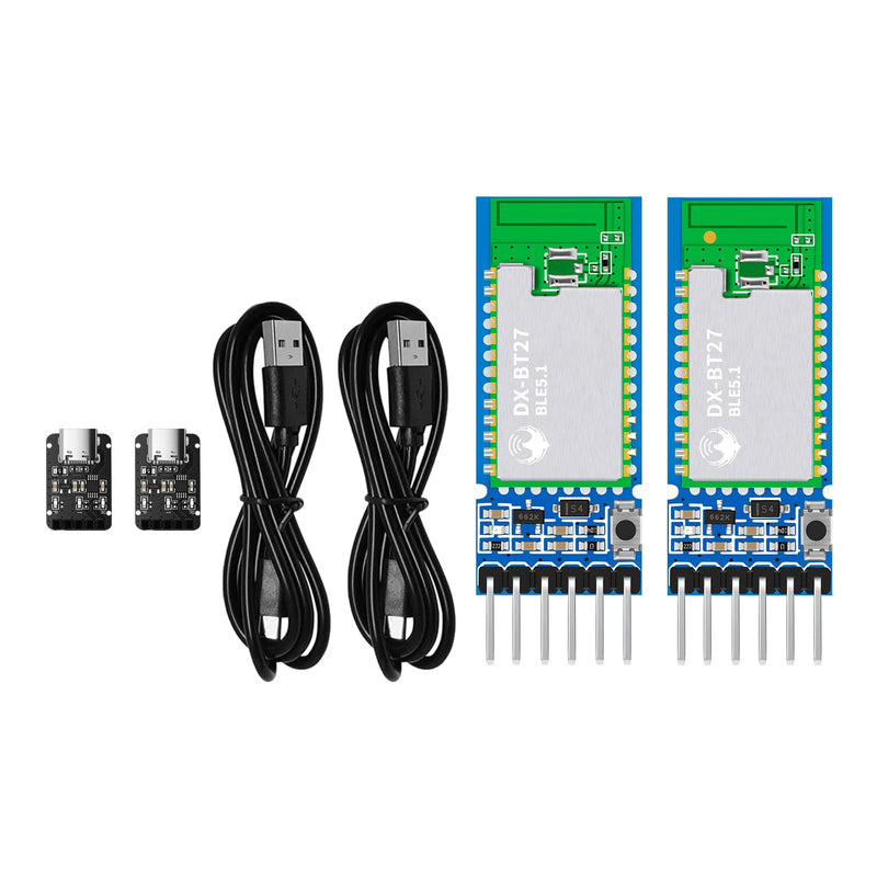 Pair of DX-BT27-A Bluetooth Module, BLE 5.1 for Arduino Master and Slave, Wireless Bluetooth RF Transceiver, Serial Communication, Pass Through Module, Compatible with Android/iOS