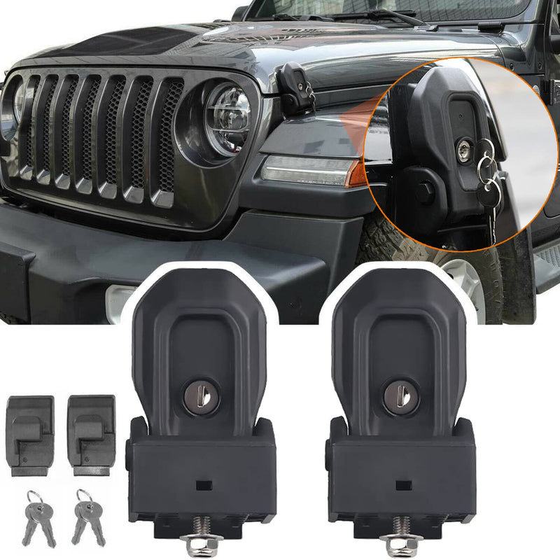 Car Anti-Theft Hood Latches Catch for 2018 2019 2020 2021 2022 2023 2024 2025 Jeep Wrangler JL JLU 4XE Rubicon Sahara Sport Gladiator JT with Lock Keys