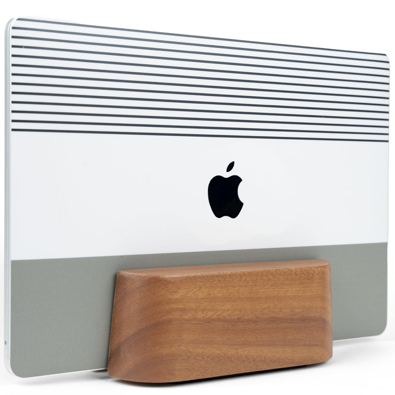 Adjustable Vertical Laptop Stand for Desk, Wooden Laptop Holder, MacBook Pro Stand, Wood Mac Air Dock (Solid Walnut) Single Slot Solid Walnut
