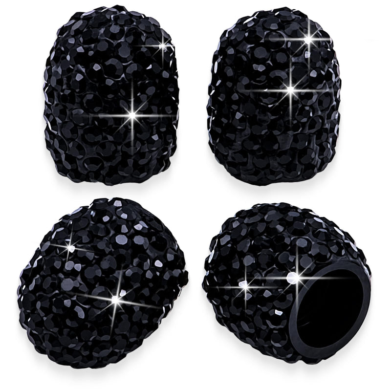 4PCS Bling Crystal Diamond Tire Stem Valve Caps, Dustproof Car Wheel Tire Valve Caps Universal Tire Valve Stem Covers for Cars, SUV, Trucks, Bikes, Motorcycles, Bicycles (Black) 4 pcs Black