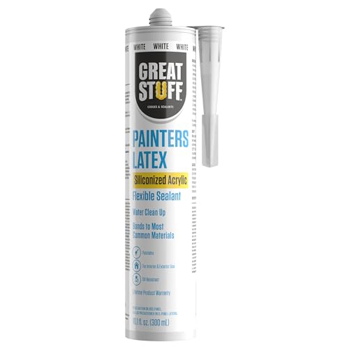 Great Stuff Acrylic Latex Paintable Caulking Sealant - White Caulk, Painters Caulk, Painters Latex Siliconized Acrylic Caulk, Paintable Caulk, White Caulking for Baseboards, Water Clean Up, 10.1 oz