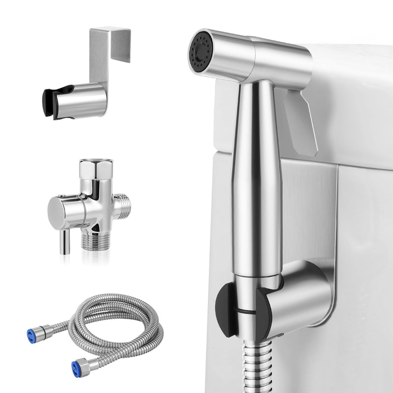 Handheld Bidet Sprayer for Toilet – Stainless Steel Adjustable Pressure Bidet Sprayer Kit with Brass T-Valve – Multipurpose Toilet Bidet Sprayer for Feminine Hygiene, Baby Cloth Diaper & Pet Wash
